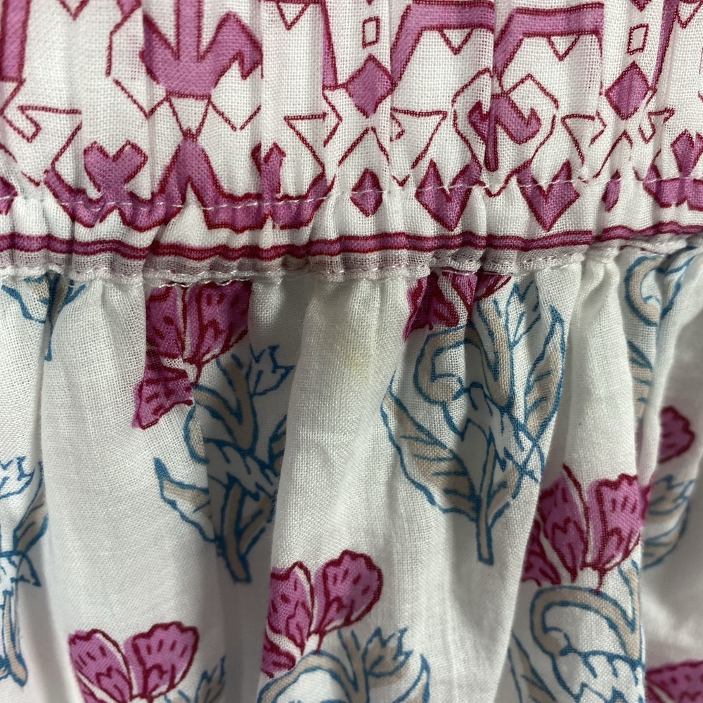 Haute Hippie Dress Womens XS White Pink Floral Mini Tie Neck Cottagecore Boho - Picture 6 of 7